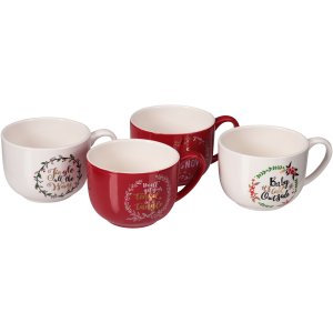 Mainstays Holiday Sayings Latte Mug, 4 Pack