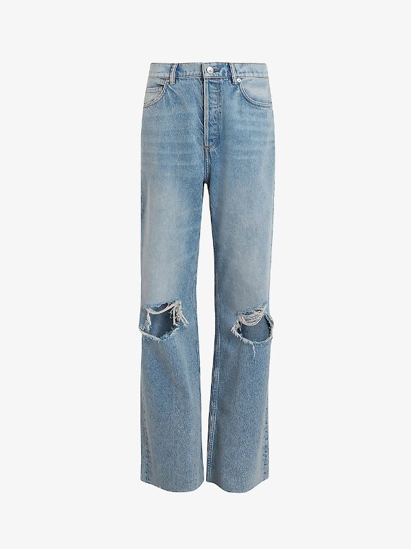 Wendel raw-hem wide-leg distressed jeans