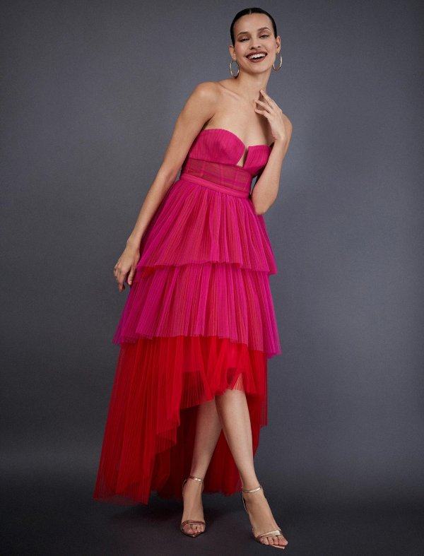 Flora Strapless High-Low Tulle Gown