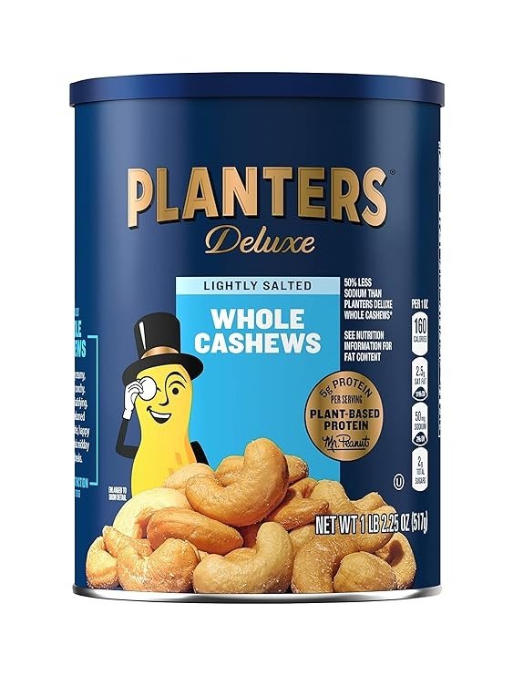Deluxe Whole Cashews, Lightly Salted, 1 lb 2.25 Ounce Canister