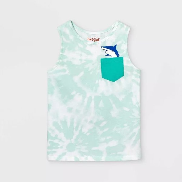 Toddler Boys' Tie-Dye Shark Knit Pocket Tank Top - Cat & Jack™ Green