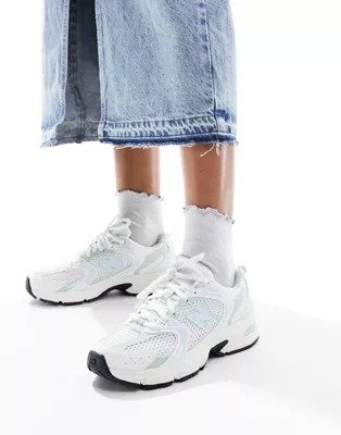530 sneakers in white with sage and light blue detail