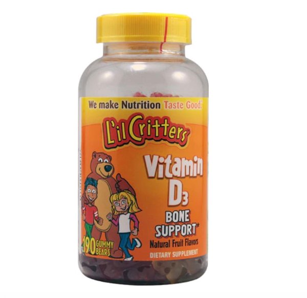 Vitamin D3 Bone Support Natural Fruit -- 190 Gummy Bears