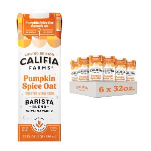 Califia Farms - Pumpkin Spice Oat Barista Blend Oat Milk, 32 Oz (Pack of 6)