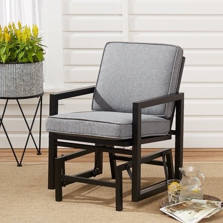 Moss Falls Patio Glider Chair with Gray Cushions