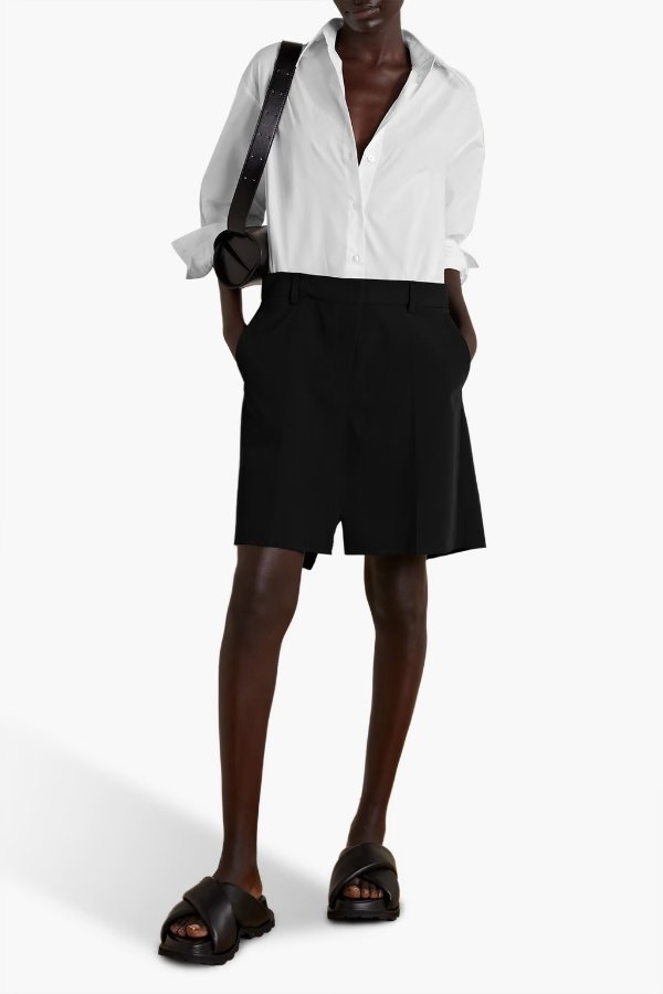 Cotton-poplin and twill mini shirt dress