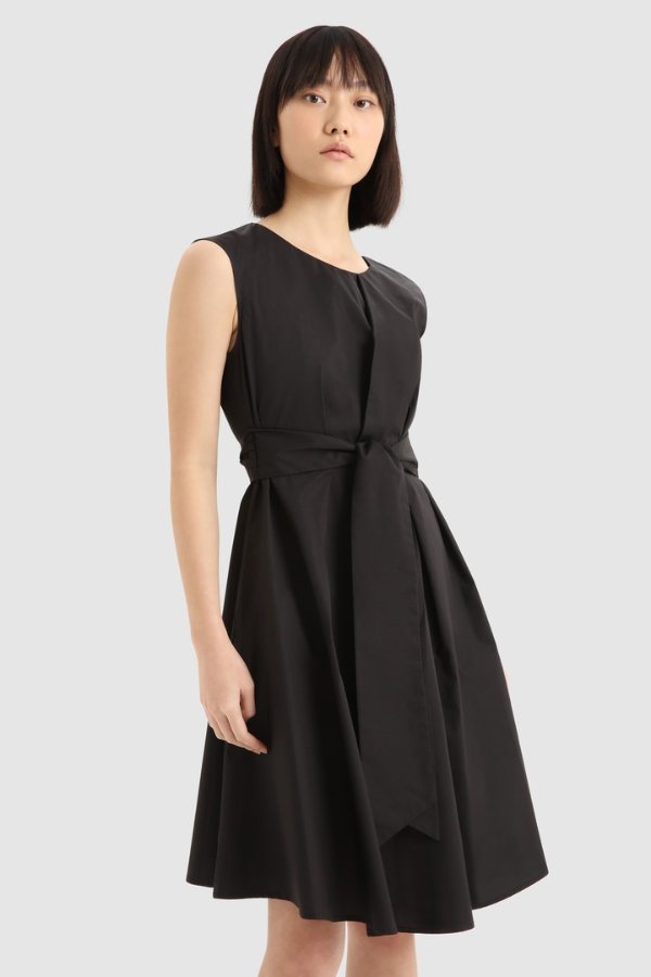 Short Dress in Cotton Poplin Black