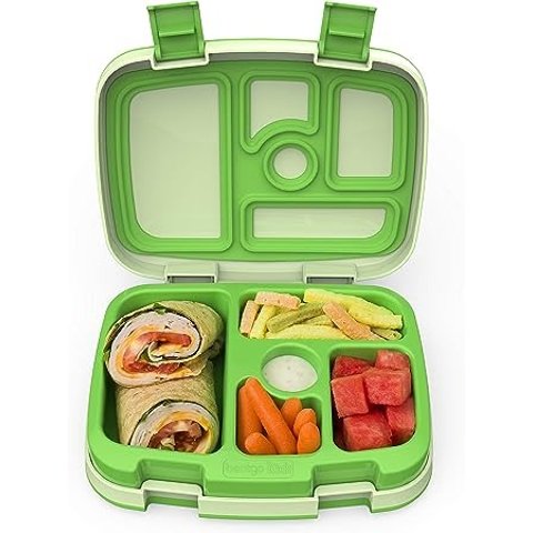 防漏多隔间儿童午餐盒，绿色