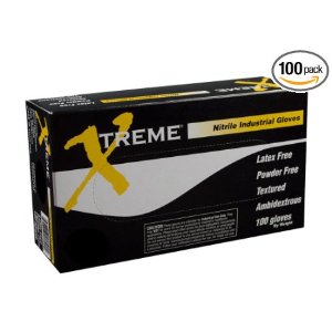 AMMEX - XNPF46100-BX - Nitrile Gloves - Xtreme - Disposable, Powder Free, Industrial, 4 mil, Large, Blue (Box of 100)