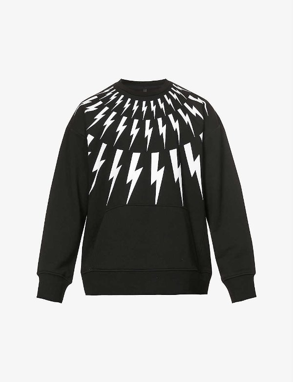 Thunderbolt graphic-print cotton-blend sweatshirt