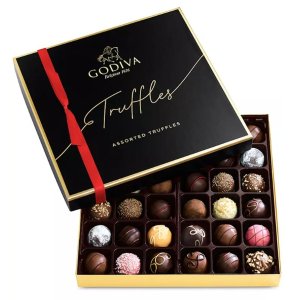 GODIVA Signature Chocolate Truffles Gift Box with Red Ribbon, 36 Pieces
