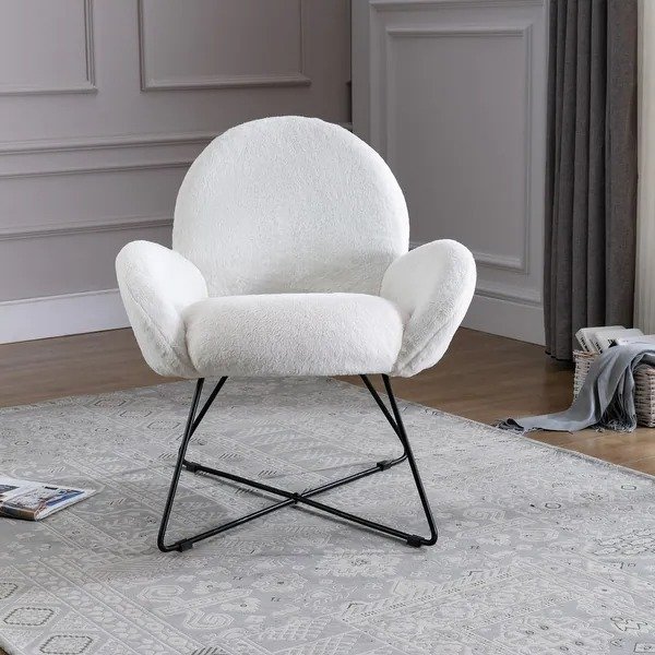 Corvus Rowen Modern Fleece Upholstered Accent Chair with Arm - Pink