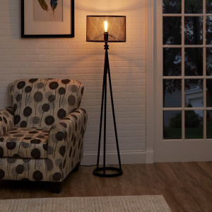 Better Homes & Gardens LED Industrial Tripod Floor Lamp with Metal Mesh Shade