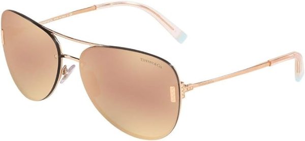 Tiffany & Co TF3066 - 61054Z Sunglasses RUBEDO w/ GREY MIRROR ROSE GOLD Lens 62mm