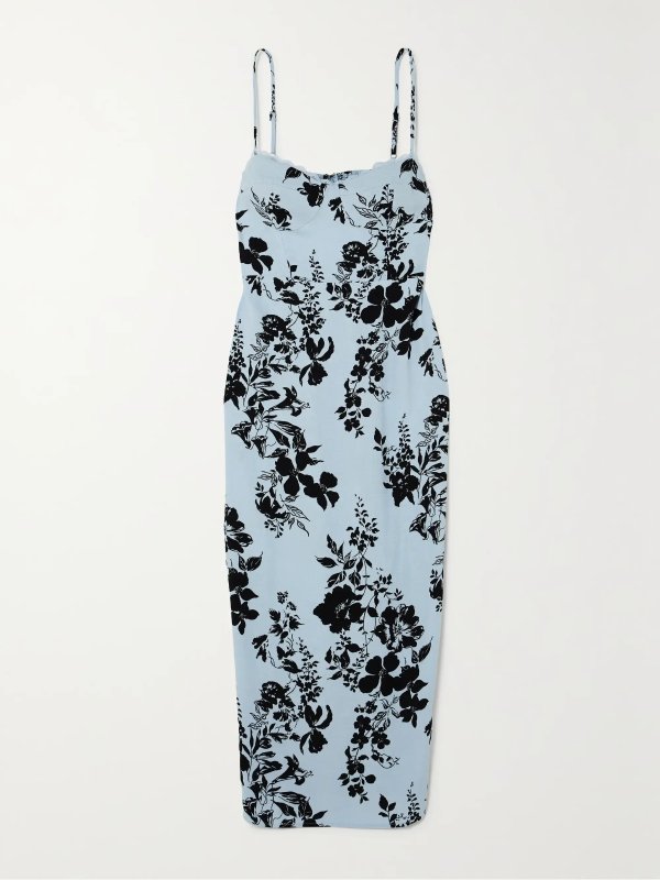 Pennington lace-trimmed floral-print crepe midi dress
