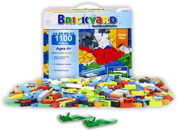 1100 Pieces Toys Bulk Block Set with 154 Roof Pieces, 2 Free Brick Separators, and Reusable Storage Box,