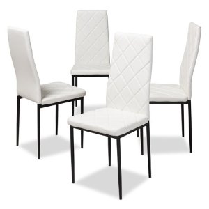 Baxton Studio Set of 4  Modern and Contemporary White Faux Leather Upholstered Dining Chairs