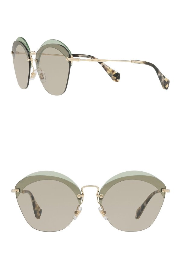 62mm Irregular Oval Sunglasses