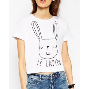 ASOS TALL Cropped T-Shirt With Le Lapin Print