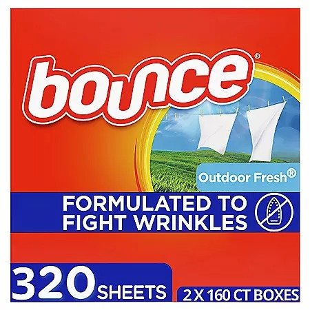 Bounce Fabric Softener Dryer Sheet Outdoor Fresh (2 x 160 ct.) - Sam's Club