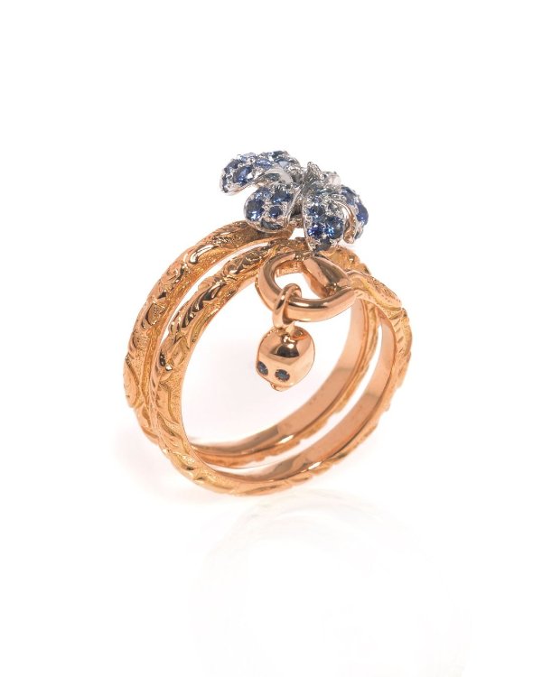 Flora 18k Rose & White Gold Diamond & Sapphire Ring Sz4 YBC434757001