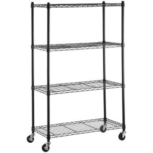 AmazonBasics 4-Shelf Shelving Storage Unit on 3'' Wheel Casters