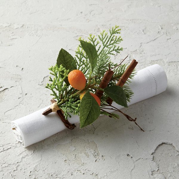 Winter Faux Floral & Greenery Napkin Rings, Set of Four | Frontgate