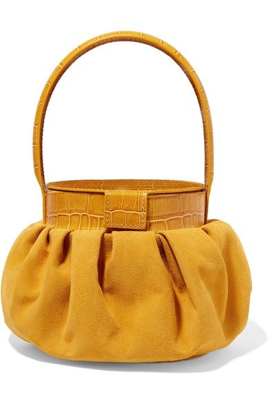 Agnes suede and croc-effect leather tote