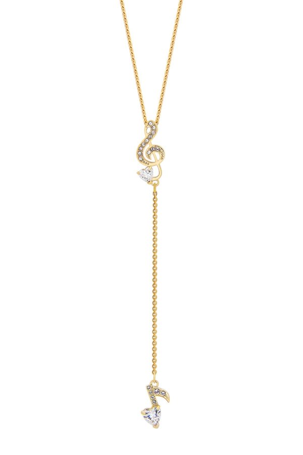 Pleasant 23K Yellow Gold Plated Clear Swarovski Crystal Y Pendant Necklace