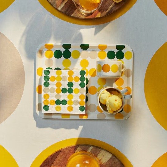 BROGGAN Tray, dot pattern multicolor, 15x11 "