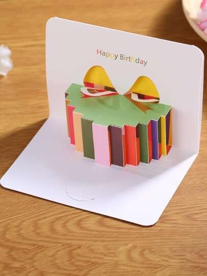 1pc 3D Birthday Cake Greeting Card