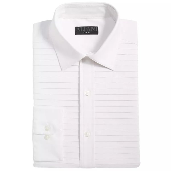 Men's Slim Fit Horizontal Pleated Panel Formal Shirt, Created for Macy's