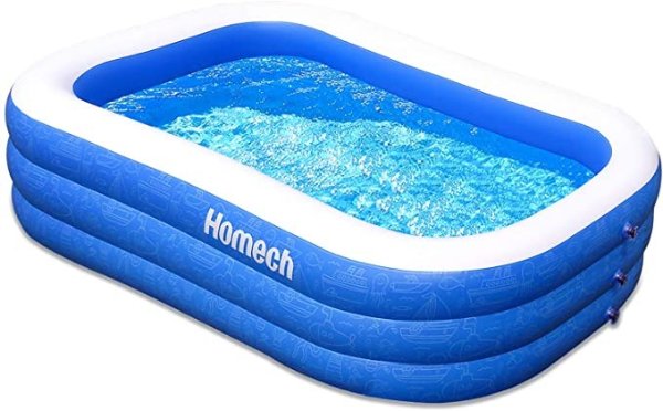 Family Inflatable Swimming Pool, 120" X 72" X 22" Full-Sized Inflatable Lounge Pool for Baby, Kiddie, Kids, Adult, Infant, Toddlers for Ages 3+,Outdoor, Garden, Backyard, Summer Water Party