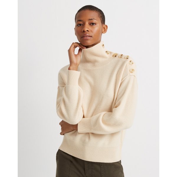 Button-Neck Cashmere Sweater
