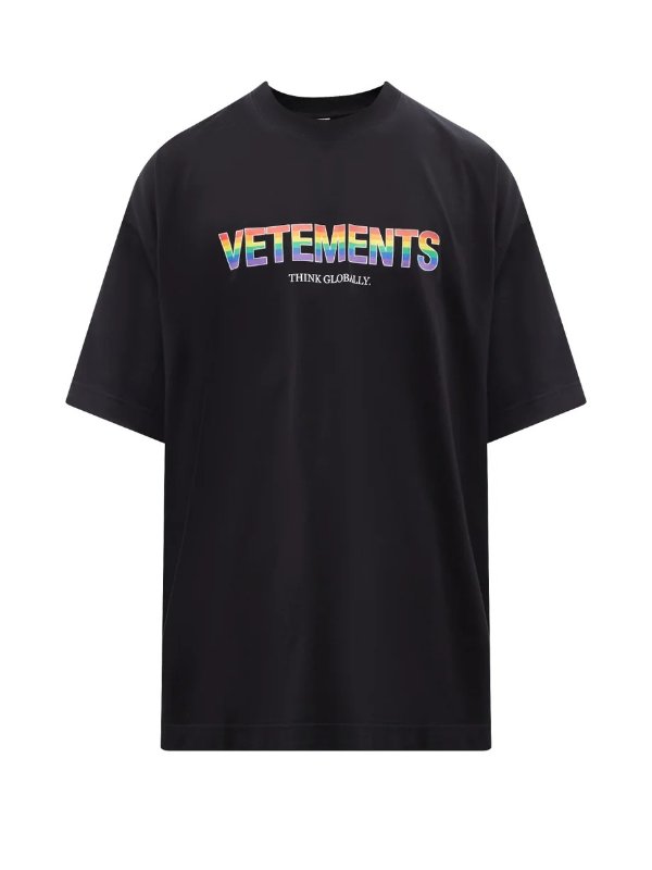 Think Globally-print cotton-jersey T-shirt | Vetements