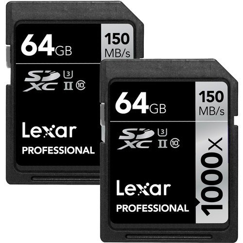 Lexar 64GB Professional 1000x UHS-II U3 SDXC x2