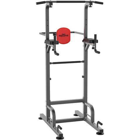RELIFE REBUILD YOUR LIFE Power Tower Pull Up Bar Station Workout Dip Station for Home Gym Strength Training Fitness Equipment Newer Version,450LBS.