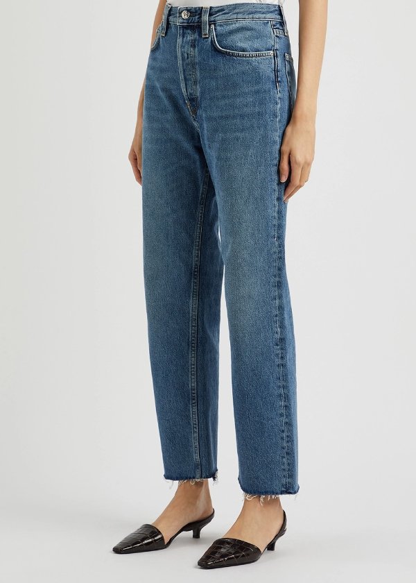 Blue straight-leg jeans