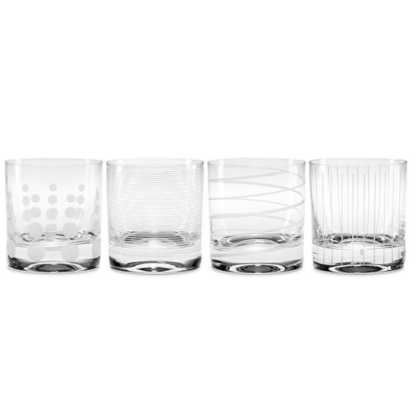 Double Old Fashioned Glass, Clear Clear, Set of 4, 10 fluid ounces