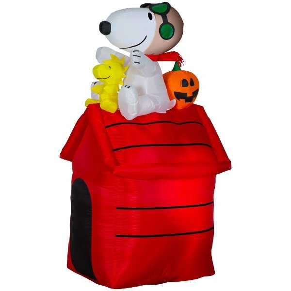 4.5 ft. Pre Lit Inflatable Snoopy as Flying Ace on Dog House-Peanuts Air-Blown