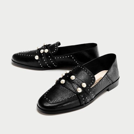 LEATHER LOAFERS WITH PEARL BEADS - View all-SHOES-WOMAN | ZARA United States