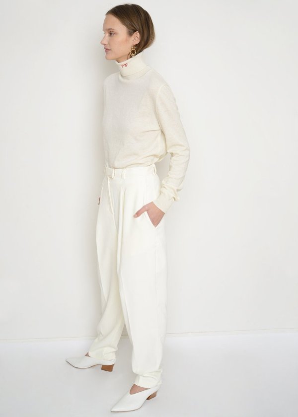 Winter White Pleated Front Trousers