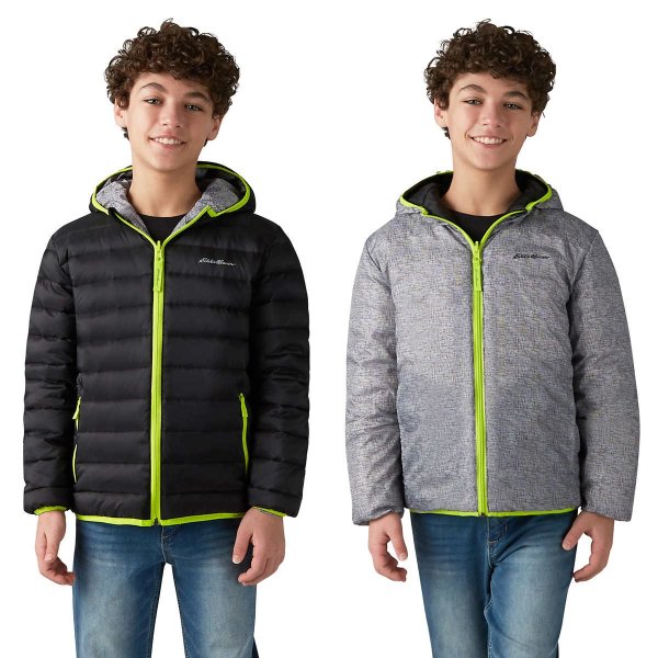 Youth Reversible Down Jacket, Black/Gray