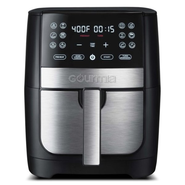 8 Quart Digital Air Fryer with Guided Cooking, Black/SS