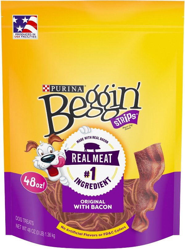 Strips Bacon Flavor Dog Treats, 48-oz bag - Chewy.com