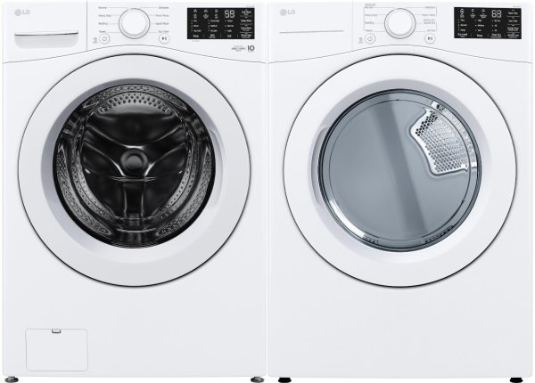 LG LGWADREW3470 Side-by-Side Washer & Dryer Set with Front Load Washer and Electric Dryer in White