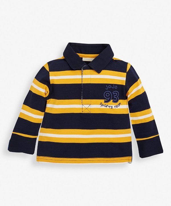 Mustard & Navy Stripe Rugby Long-Sleeve Top - Infant, Toddler & Boys
