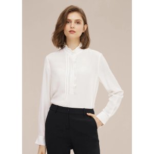 LILYSILKRomantic Stand Collar Silk Shirt