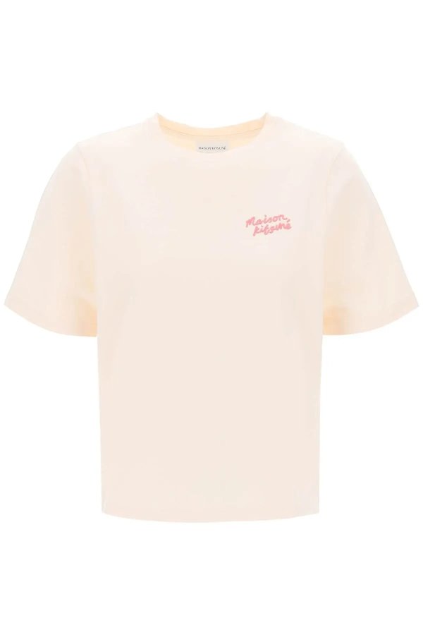 "Round-neck T-shirt with embroidered Maison Kitsune