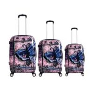 Neocover Traveling Butterfly 3-piece Hardside Spinner Luggage Set